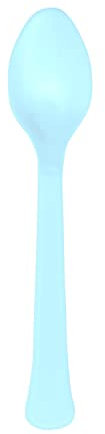 Amscan 9915409-218 Lot de 24 cuillères écologiques lavables au lave-vaisselle Bleu ciel transparent