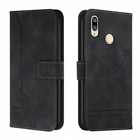 Bravoday Hülle für Honor 8X, PU Ledertasche Handyhülle Flip Schutzhülle Kompatibel mit Honor 8X, mit Kartenfäch & Kickstand, Schwarz