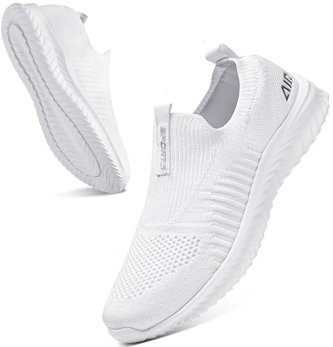 Littleplum Femme Basket Mode Respirantes Slip on pour Sneakers Femmes Sports en Salle Sneakers,Blanc,36