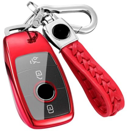 Z.MYUKI 【4 couleurs】 GLA 200 AMG Coque clé avec porte Clef pour Mercedes Benz GLA H247 2019-2022 2023 Accessoire Protection clé (Rouge)