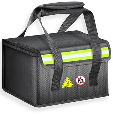 COICER Lipo Safe Bag Feuerfeste, Explosionssichere Lipo Tasche mit Exklusivem Ladeanschluss – Reflektierend, um bei Nacht Schnell zu Finden (LIPO-M-22X17X15cm)