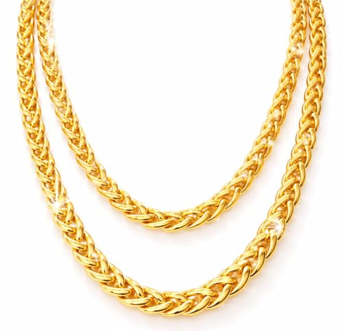 Costumed Goldkette 80er 90er Jahre Panzerkette ca. 50 cm Goldkettchen wie Rapper Gangster Fokuhila Accessoires für Fasching Karneval