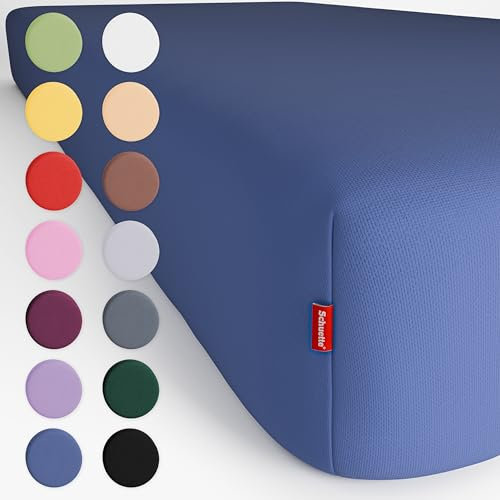 Schuette® Spannbettlaken • 180x200 cm • Wow! Kollektion: TRU Blu (Dunkelblau) • 100% Superfluff Baumwolle, Blickdicht, Faltenfrei • mit Rundumgummi • Matratzenhöhe bis 40 cm