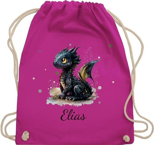 Turnbeutel Rucksack - Süßer Kleiner Drache mit Namen I Nachtdrache I Dragon I Drachen I Drachenzähmen - Unisize - Fuchsia - und dragons toothless baumwollrucksack drachenmotiv beutel
