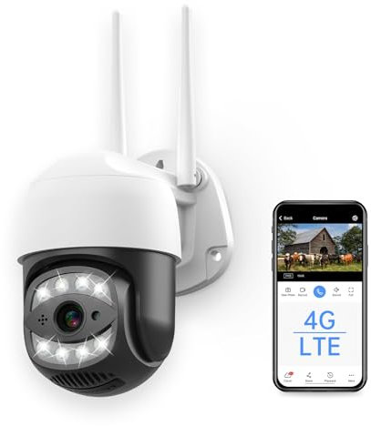 SECUEYE APP 4MP Cellular Camera 3G/4G LTE Outdoor Security Pan/Tilt/Zoom Color Night Vision Human Detection Automatic Tracking IP65 Waterproof 24/7 Recording (C17HN-4G)