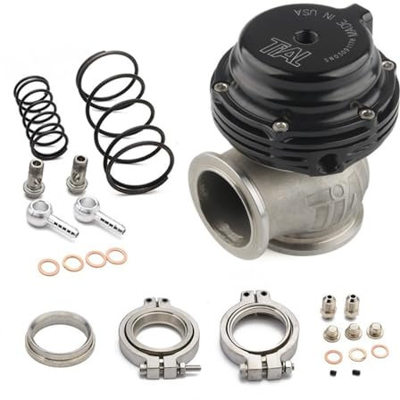 Turbo Blow Off Valve 44 mm Wastegate Top Steel V-Band Externes Wastegate for Supercharge Turbo Manifold Blow Off Ventil (Color : Noir)