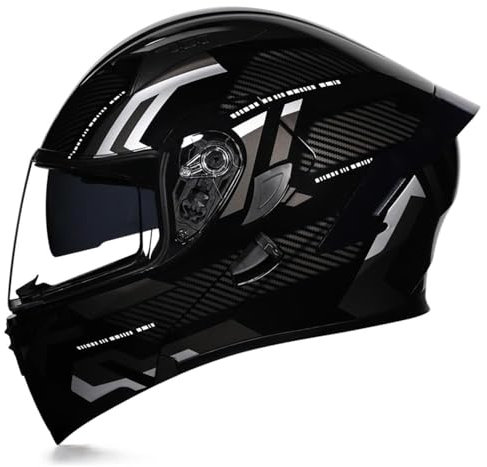 Woljay Casco Moto Modulare Integrato apribile Parasole caschi Doppia Visiera per uomo donna Scooter Adulto DOT ECER22-05 (Count Black Silver - Transparent Visor,M)