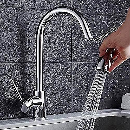 Grifo grifo de latón cromado con rociador de ducha abatible Grifo de cocina