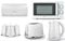 Tower Solitaire White 1.5L 3KW Jug Kettle, 2 Slice Toaster, T24042WHT 800W 20L Manual Microwave, Bread Bin & Canisters. Matching Contemporary Design Kitchen Set of 7 in White