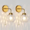 OURLOVEII 2 Stücke Glas Wandleuchte mit Schalter Gold, 6W Dimmbar Wandleuchten Innen Schlafzimmer, Glaskugel Wandlampe Golden mit Schalter Badezimmer, E27 Wand Lampen, für Nachttisch Flur (2er Gold)