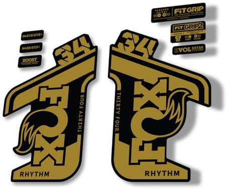 Gabel Ersatz Aufkleber kompatibel für Fox 34 2021 Rhythm Series Gold (matt)