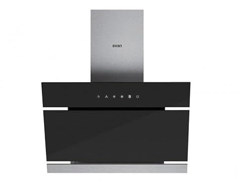 Svan Campana Extractora Inclinada 60cm Cristal negro SVCC1660N. Potencia 600m3/h, Tiro Doble, 3 Velocidades, Control Táctil, Filtro apto para Lavavajillas.