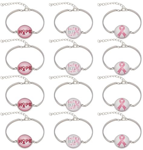 nbeads 12 Pcs Bracelet de Sensibilisation au Cancer du Sein, 3 Styles Bracelets Tressés Ruban Rose Bracelet Cordon Réglable Octobre Rose Bracelets pour Sensibilisation au Cancer du Sein Cadeaux