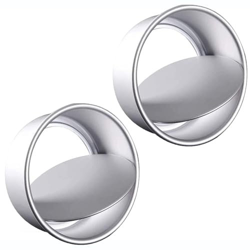 huipinghu 6 Inch 2 Pcs Round Cake Tin Non-Stick Aluminum Bakeware Moulds Loose Base Removable Bottom for Mousse Chiffon Cakes Birthday Wedding Christmas Cake Baking Pan Dishwasher Safe