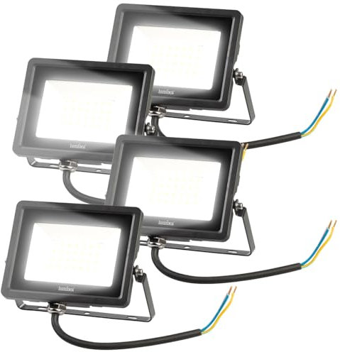 Luminea LED-Strahler Tageslicht: 4er-Set Mini-LED-Fluter, 20 W, 2.000 lm, IP65, 4.000 K, tageslichtweiß (LED Strahler Außenbereiche, LED außen Flutlicht Strahler)