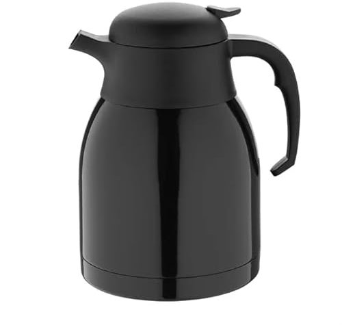 Olympia Vacuum Insulation Jug Black 1.5Ltr - Thumb Release Mechanism, Double Walled, Dishwasher Safe DM185