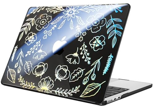 Fintie Hülle Kompatibel mit MacBook Air 13,6 Zoll M5 M4 M3 M2 (2026-2022) | A3449 A3240 A3113 A2681 Ultradünne Hartschale Schutzhülle Snap Cover Kompatibel mit MacBook Air 13, Garten(Schwarz)