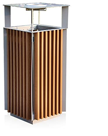 Mülltrennsysteme Quadratischer Mülleimer, Outdoor-Recyclingbehälter aus Metall mit Aschenbecher Oben und herausnehmbarem Innenbehälter, großer gewerblicher Müllbehälter zur Außen Nutzung geeignet