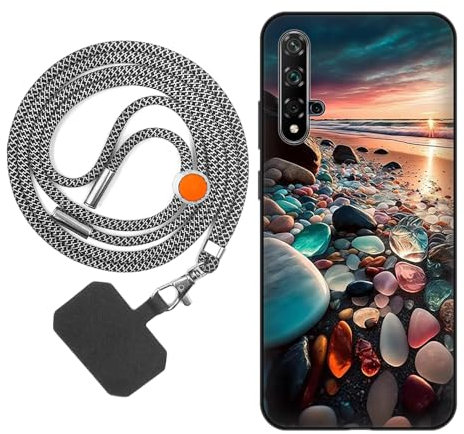 vingarshern Funda Compatible con Huawei Nova 5T,Carcasa de Silicona Suave Anti-Choque,Aesthetic Dibujos Protección Case con Correa Colgante Ajustable,Patrón 05