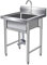 Lavello Autoportante in Acciaio Inox 1 Vasca, Lavandino Industriale con Rubinetto, Lavandino da Esterno, Lavello Professionale per Cucina, Garage, Lavanderia, Ristorante, 60x60x80cm
