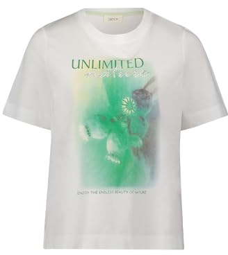 Cartoon Damen Printshirt mit Rundhalsausschnitt 40, Patch Cream/Green