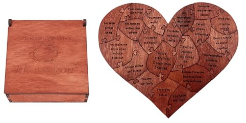 Liebesherz -Rätsel, 20 Gründe, Warum Ich Dich Liebe, Hölzerne Puzzle Herz in Aufbewahrungsbox, Romantischer Valentinstag Ihr, mit Birkenmaterial für DIY