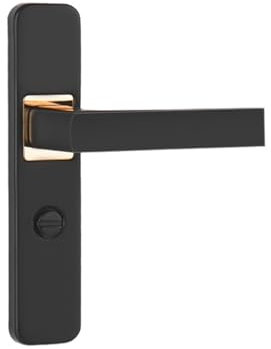 Badezimmer-Haushalts-Türschloss, schlüssellose Toilette, Universal-WC, Badezimmer, Innen-Türgriff aus Aluminiumlegierung, einzelne Zunge(Black)