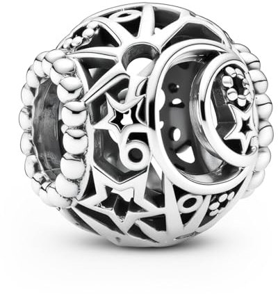 Ruaidhra Sterling Silber S925 Mond Sterne Galaxie Charms & Beads für Damen,Family,Blume Glühwürmchen Moments Charm Anhänger für Armbänder,Sicherheitskette,Geschenk für Frauen Geburtstag