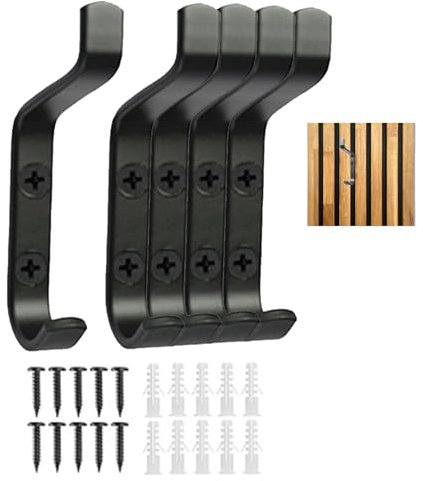 T TAKONE Haken für Akustikpaneele – 5 Stück schwarze 13 mm Kleiderhaken zum Schrauben, Perfekt für Akustikpaneele in Schlafzimmer, Wohnzimmer und Büro (Schwarz)