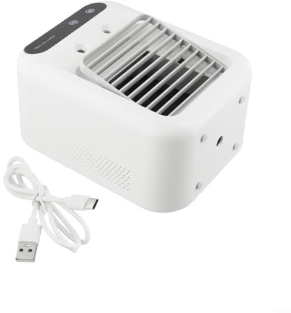 Mini condizionatore d'aria portatile, ricaricabile tramite USB, con batteria da 1800 mAh, 2 velocità del vento, 2 modalità di spruzzo, funzionamento silenzioso per casa, ufficio, auto, viaggi