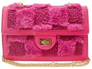 JFY Faux Fur Flap With Metal Twist Clasp Cross Body Bag