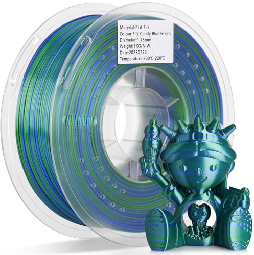 LANDU Silk PLA 3D Drucker Filament Mehrfarbiges PLA Filament 1.75mm 1kg/2.2lb Seide Rainbow Color Gradient 3D Filament Hochglänzende Oberfläche Maßgenauigkeit +/-0.02mm Silk Regenbogen