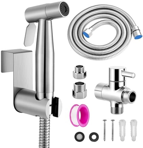 Douchette Toilette, WC Kit Complet,Kit WC, Adaptateurs G1/2' et G3/8'