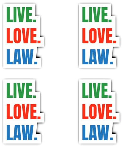 Aufkleber: 75 mm, 4 Stück - Live. Love. Law. Vinyl Sticker für Juristen und Kanzlei