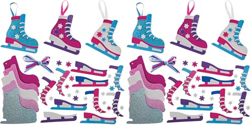 Baker Ross FN326 Schlittschuh-Dekorationssets - 8er-Pack, Weihnachtsbasteleien für Kinder, Weihnachtsdekorationen (Packung mit 2)