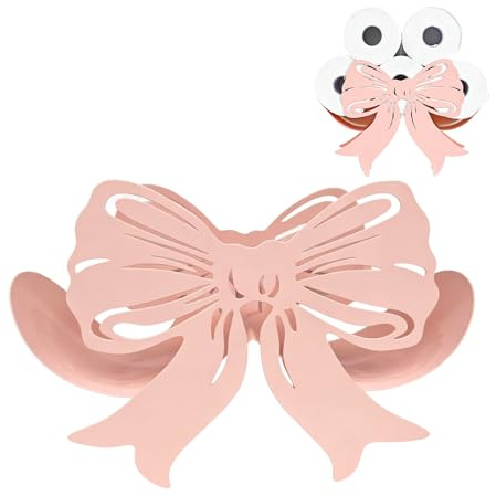 Pink Bow Toilet Roll Holder, Elegant Bathroom Ornaments, Sturdy Toilet Roll Storage, Metal Toilet Paper Holder for Wide Crowds, Perfect for Restroom & Bathroom Use, 14.3×9Inch
