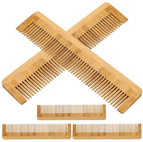 ASAKKURA Peignes en Bois Naturel 5 Pièces pour Cheveux et Barbe, Anti-statiques, Ergonomiques et Faits Main, Adaptés aux Cheveux Bouclés et Crépus