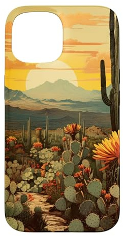 Vintage Boho Desert - Cactus Garden Sunrise Case for iPhone 15