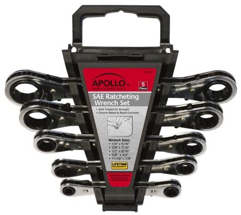 Apollo Tools DT1212 SAE Ratschenschlüsselsatz, 5-teilig, schwarz
