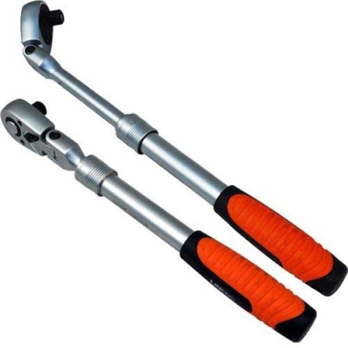 Teleskop-Ratsche 1/2 Zoll mit Flex Gelenk Teleskop Ratsche Knarre ausziehbar 34-48 cm Feinzahn Umschaltknarre 72-Zähne
