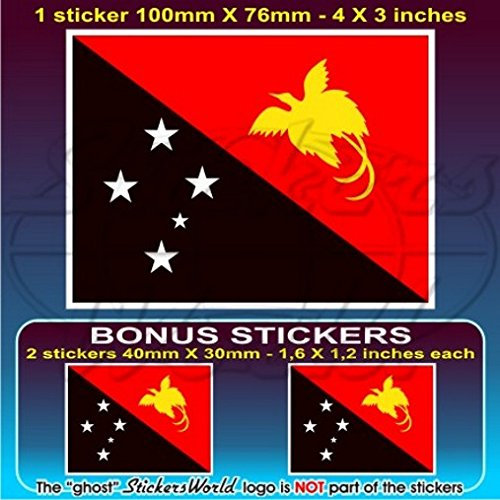 Papua-Neuguinea Flagge, Niugini Papua-Neuguinea 10,2 cm (100 mm) Vinyl Bumper Aufkleber, Aufkleber X1 + 2 Bonus