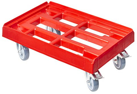 Transportroller für Kisten 60 x 40 cm mit 2 Bremsen in rot