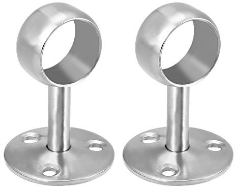 Sourcingmap Wardrobe Pipe Bracket, 25mm Dia, 65mm Height, Wall Mounted Rail Rod Support Socket 2pcs