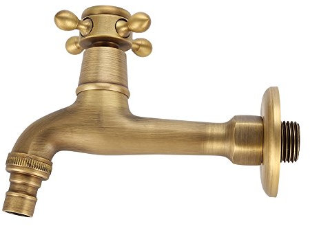 Robinet de Salle de Bain, Robinet Vintage Mural en Laiton Robinet Mitigeur Mural de Cuisine Curve Bec pour Lavabo Baignoire.(Long)