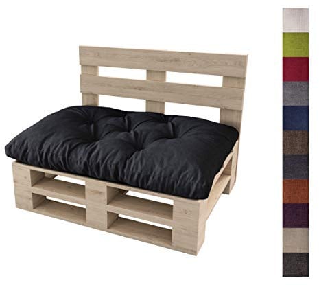 sunnypillow Palettenkissen für Gartenmöbel, Sitzkissen 120x60cm, Schwarz | Palettenauflage für Palettensofa, Palettenpolster, Sitzpolster für Palettenmöbel, Gesteppte Gartenkissen, Kissen