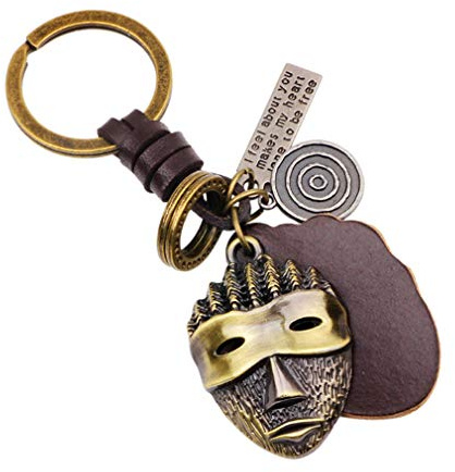 LKMY Shield/Mask Mini Keyring Geschenk | Damen & Herren Leder New Home Vintage Schlüsselanhänger | Charm Schlüsselanhänger für Mädchen & Jungen