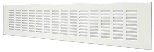 La Ventilazione GF408B Griglia di ventilazione Rettangolare in alluminio verniciato bianco da incasso, Dimensioni 400x80 mm.