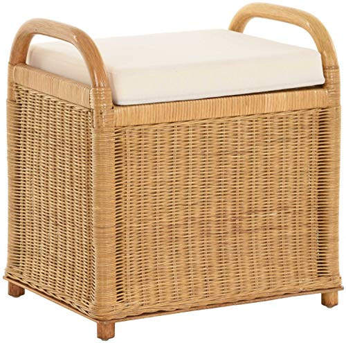 Korb-Outlet Rattan Sitzbank Sitzhocker mit Stauraum Rattanhocker mit Deckel Hocker (Honig)
