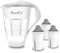 PearlCo Glas-Wasserfilter (weiß) mit 3 Protect+ Classic Filterkartuschen (f. hartes Wasser) - Made in EU