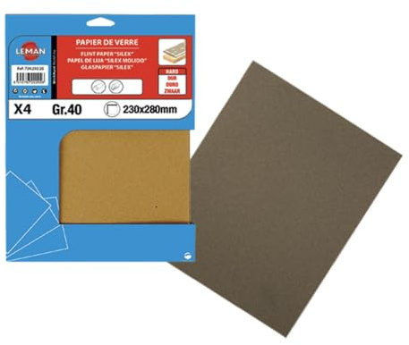Leman - Lot de 50 feuilles papier de verre silex 230 x 280 mm Gr. 180 pour bois - 9723118 - Leman